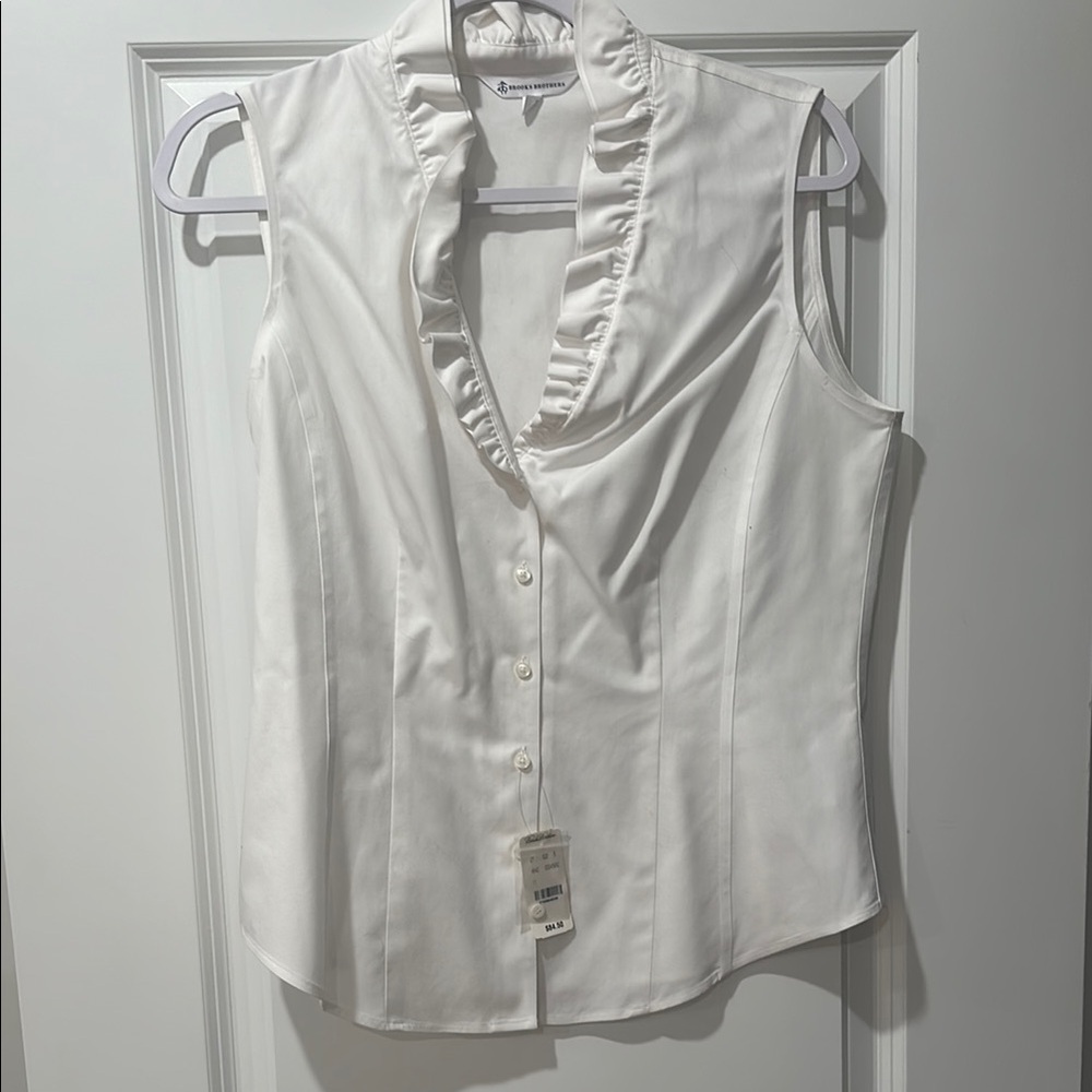 Brooks Brothers Sleeveless Ruffled Blouse